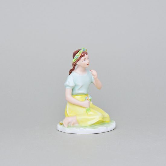 Dívka s beruškou, 10 x 9,5 x 13,5 cm, Saxe, Porcelánové figurky Duchcov