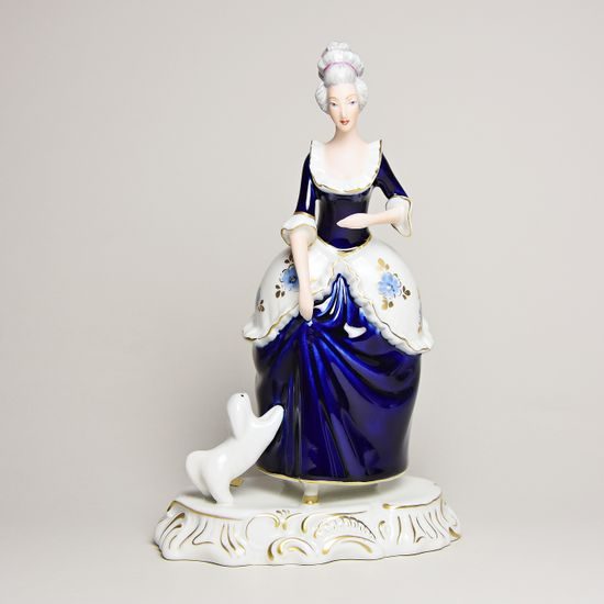 Lady with dog 15 x 10 x 23,5 cm, Isis, Porcelain Figures Duchcov