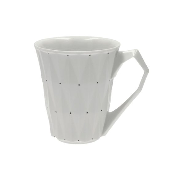 Mug Diamond White, White + Black Dots, 250 ml, Goldfinger Porcelain