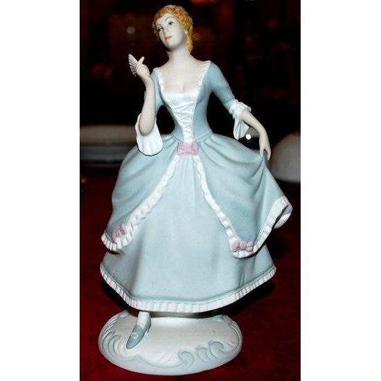 Lady with fan 13 x 10 x 20,5 cm, Porcelain Figures Duchcov