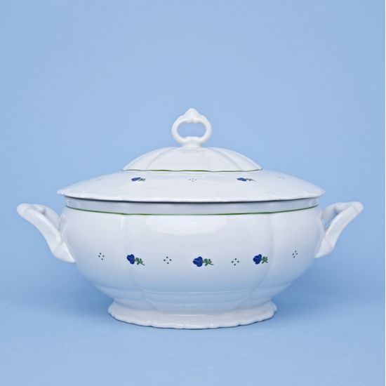 Soup tureen 2,5 l, Verona blue flowers + green, G. Benedikt 1882