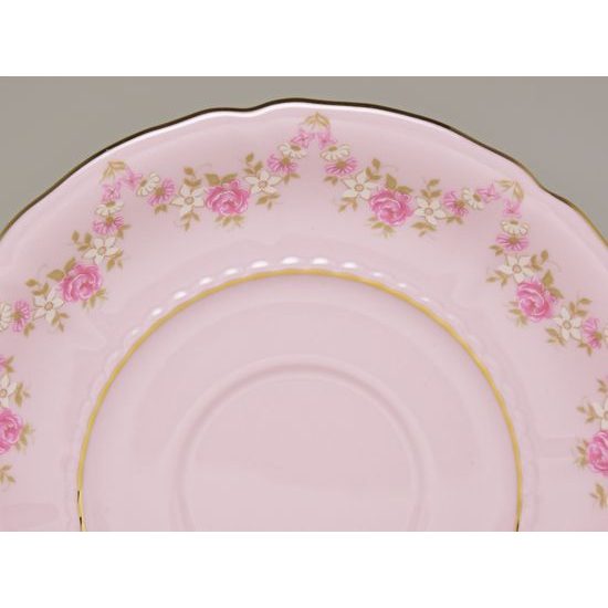 Šálek 140 ml a podšálek kávový, Sonáta dekor 158, Leander, růžový porcelán