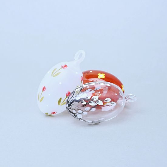 Závěsné velikonoční vajíčko - foukané, malované, 7 cm, (náhodný výběr dekoru)