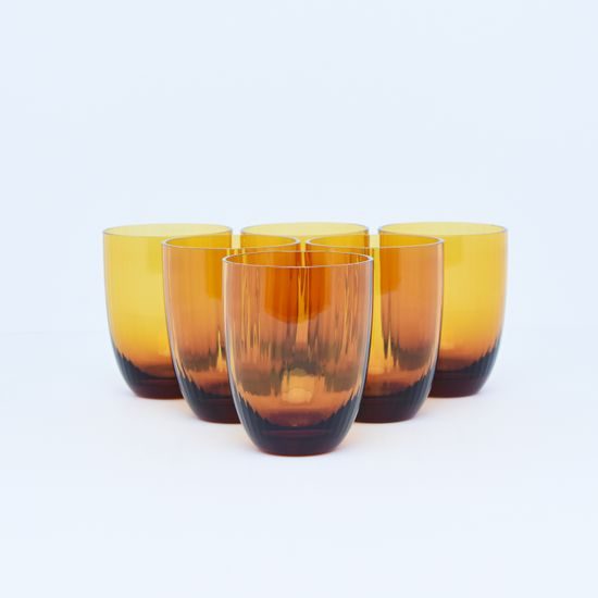 Crystal Glasses Tumbler 200 ml, Set of 6 pcs. Amber - Sponde, Kvetna 1794 Glassworks