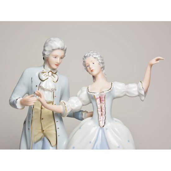 Dancing Couple Rococo 16 x 13 x 23 cm, Porcelain Figures Duchcov