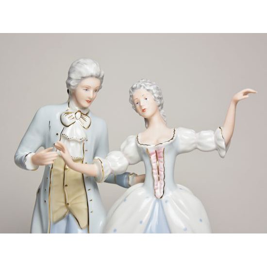 Dancing Couple Rococo 16 x 13 x 23 cm, Porcelain Figures Duchcov