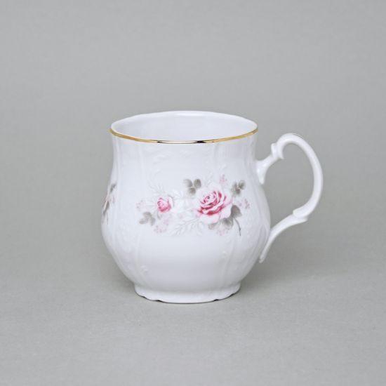 Zlatá linka: Hrnek Jonáš 310 ml, Thun 1794, karlovarský porcelán, BERNADOTTE růžičky