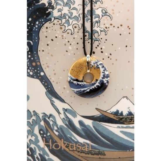 Náhrdelník Velká vlna, 5 / 5 / 1 cm, jemný kostní porcelán, K. Hokusai, Goebel