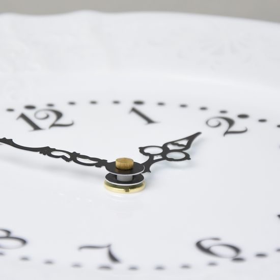 Hodiny nástěnné 27 cm, Thun 1794, karlovarský porcelán, BERNADOTTE mráz, platinová linka