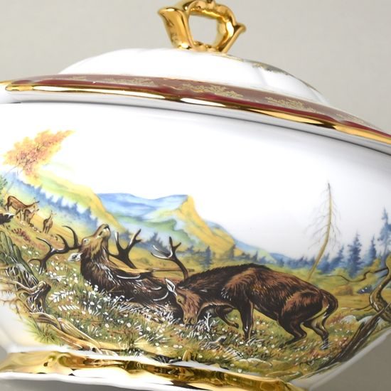 Soup tureen 3 l, hunting - ruby, Carlsbad