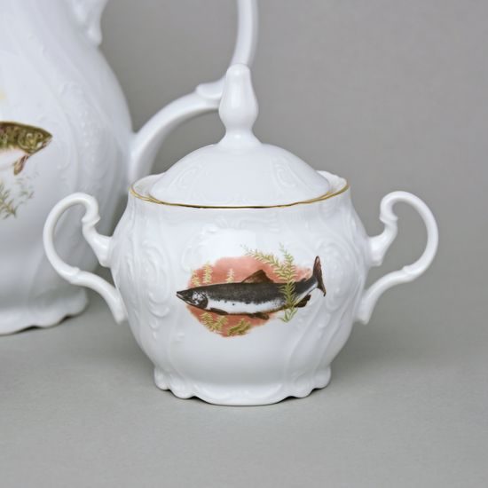 Coffee set for 6 pers., Thun 1794 Carlsbad porcelain, BERNADOTTE fishing