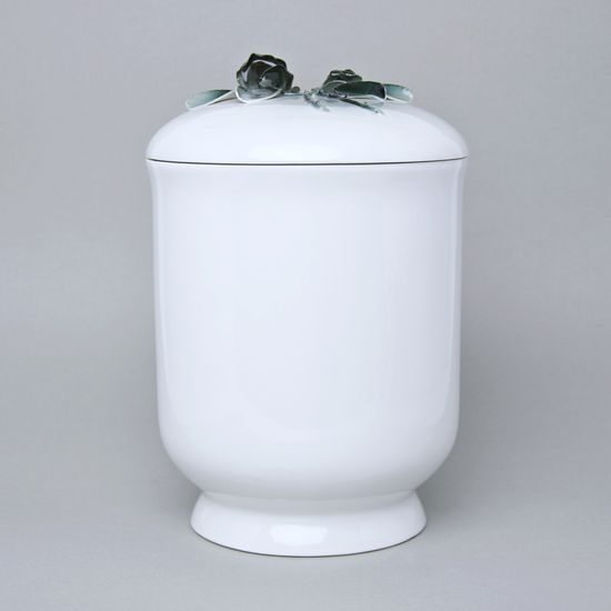 Porcelain Urn Case, White + Roses (2), Luxor, 29 cm, Royal Dux Bohemia