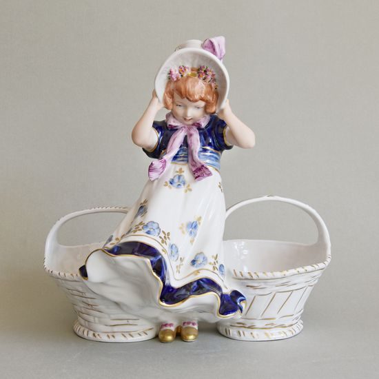 Girl With Baskets 24 x 17 x 24 cm, Isis, Porcelain Figures Duchcov