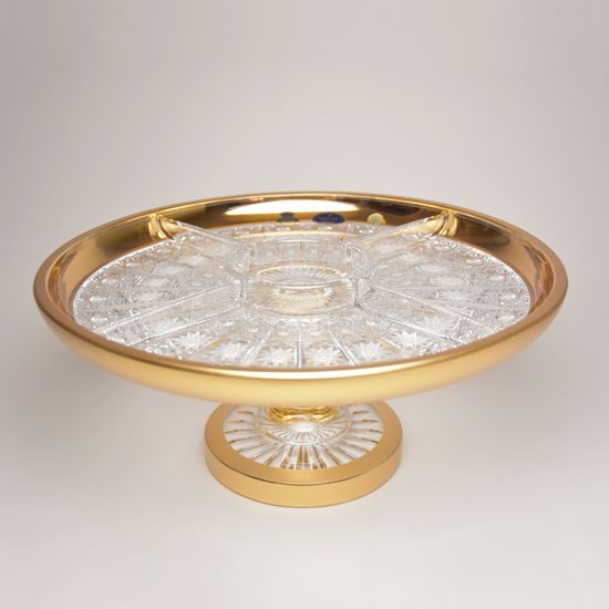 Sonne Crystal: Cabaret Bowl on stand 31 x 14 cm, Golden decoration