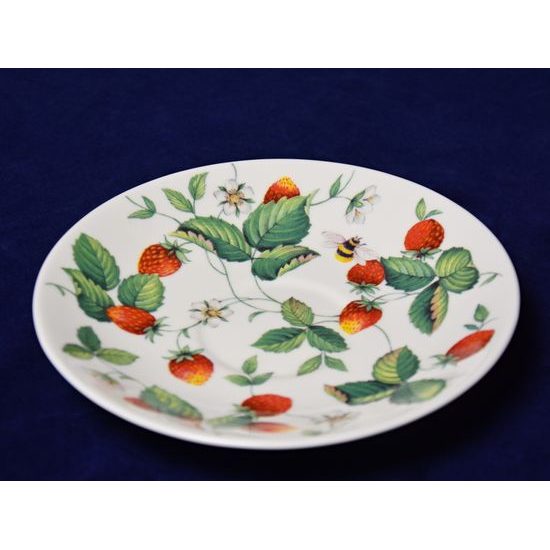 Alpine Strawberry: Cup 420 ml and saucer breakfast, English Fine Bone China, Roy Kirkham