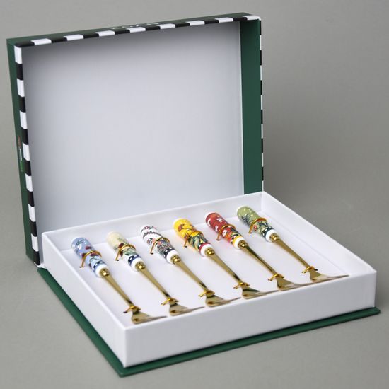 Sada vánočních dezertních vidliček - 6 ks., keramika + nerezová ocel, EGAN