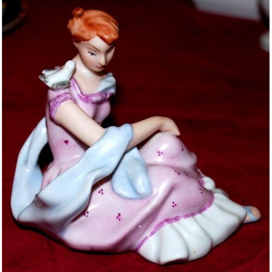 Lady with dove 8 x 11,5 x 10,5 cm, Saxe, Porcelain Figures Duchcov