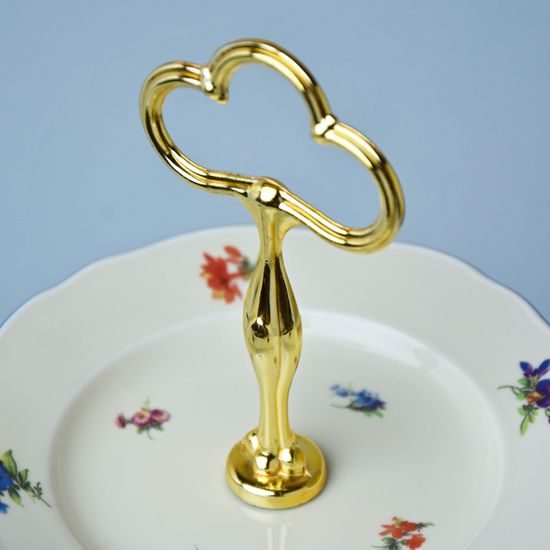 Etažer třídílný - talíře plné / zlacená tyčka, Házenka IVORY, Český porcelán a.s.