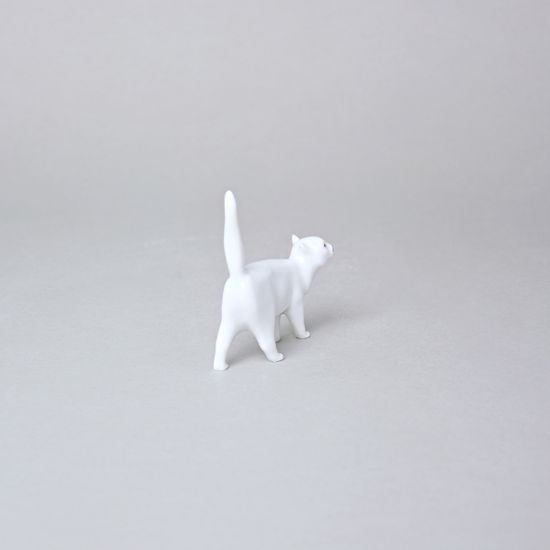 Cat Standing 7 x 2,3 x 8 cm, White, Royal Dux Bohemia