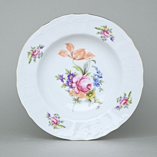 Plate deep 23 cm, Thun 1794 Carlsbad porcelain, BERNADOTTE Meissen Rose