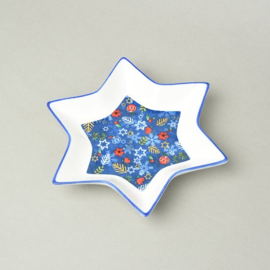 Bowl Star 21 x 21 cm blue, new bone china, EGAN