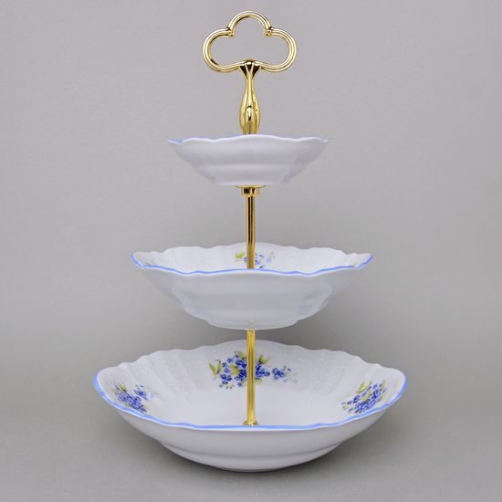 Compartment dish 3 pcs. 34 cm - bowls, Thun 1794 Carlsbad porcelain, BERNADOTTE Forget-me-not-flower