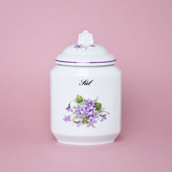Conatiner for salt 1,1 l, sign "Sůl", Violet, Cesky porcelan a.s.