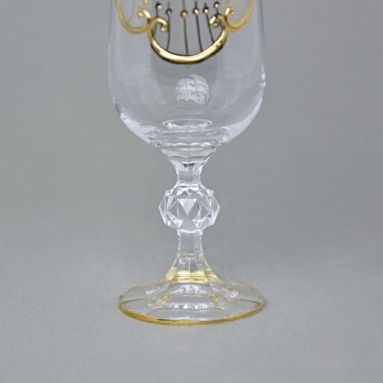 Claudia 180 ml, champagne glass, enamel flowers + gold, Novoborské sklo