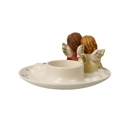 Svícen s dvěma andílky 13 / 12 / 6,5 cm, kamenina, Goebel