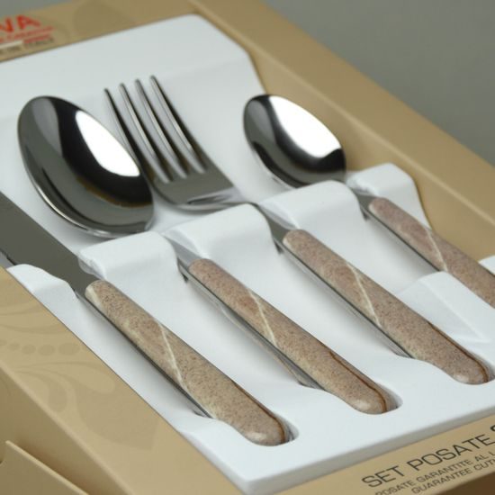 Sada příborů 24 dílná, pískový / mramorový dekor 18001, NEVA