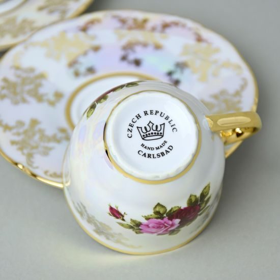 Cup 90 ml espresso + saucer 120 mm, 2 pcs. + gift box, Cecily roses, Carlsbad