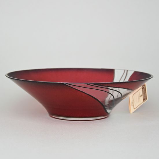 Studio Miracle: Bowl Red, 27 cm, Hand-decorated by Vlasta Voborníková