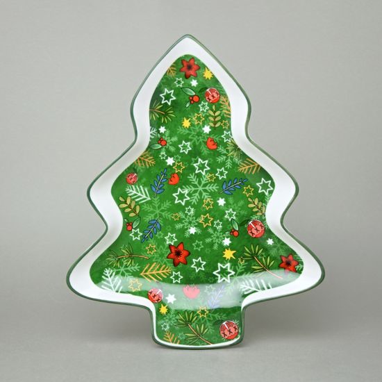 Christmas tree tray 30 x 25 cm, new bone china, EGAN
