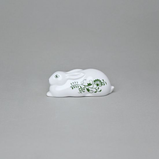 Zajíc ležící 10 cm, Cibulák zelený, originální z Dubí