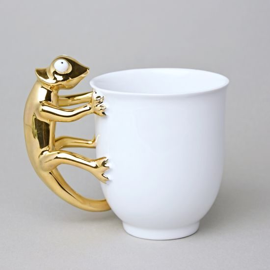 Hrnek ZOO chameleon 400 ml, GOLD, 12 cm, porcelán Goldfinger