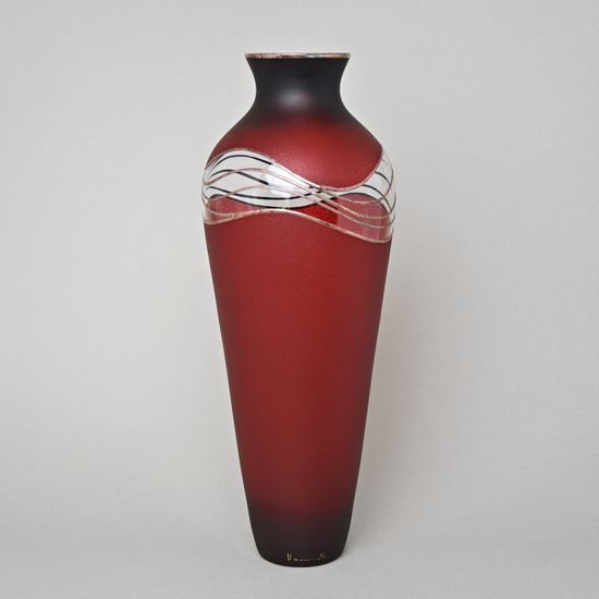 Studio Miracle: Vase Red, 37,5 cm, Hand-decorated by Vlasta Voborníková