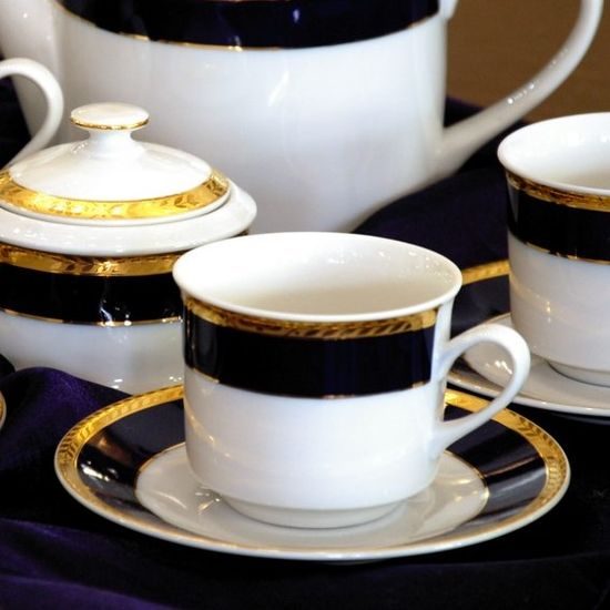 Sabina 767: Cup and saucer tea 200 ml, cobalt blue + gold, Leander Loučky