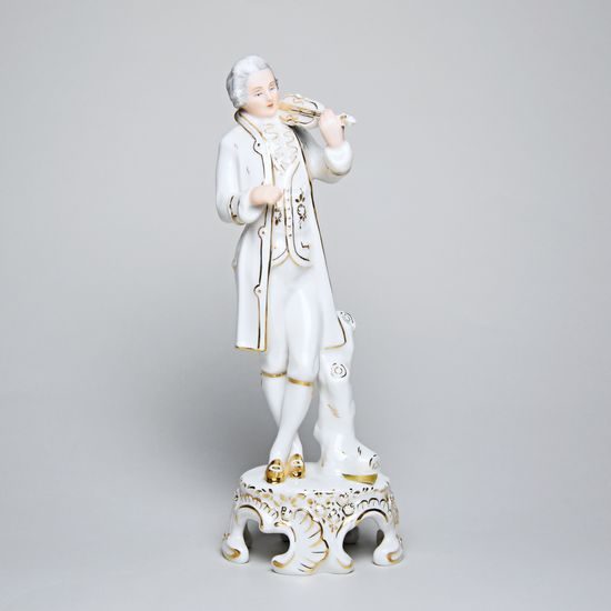 Violin player Rococo 20 cm, white + gold, Porcelain Figures Duchcov Royal Dux