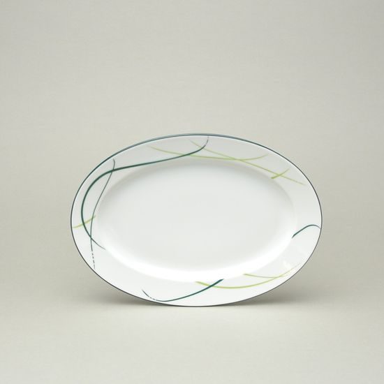Mísa oválná 24 cm přílohová, Thun 1794, karlovarský porcelán, OPÁL tráva