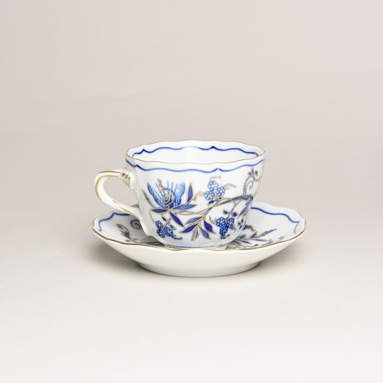 Cup and saucer A + A, 80 ml / 11 cm for mocca (mini coffee), Original Blue Onion + gold Pattern