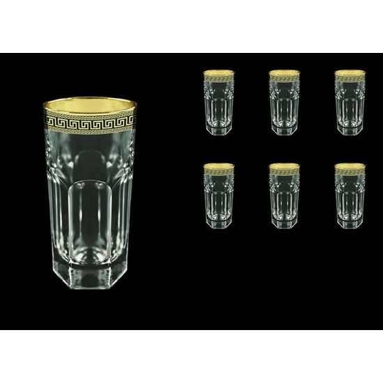 Astra Gold: Long drink 370 ml 6 pcs. set, Crystal, Antique Golden Black decor