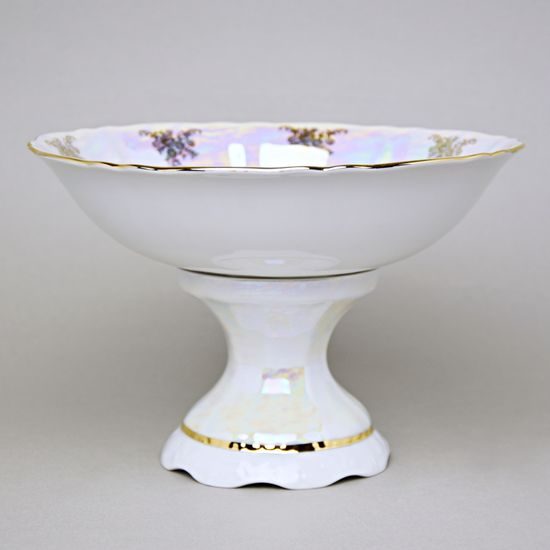 656: Fruit bowl footed h 16 cm, d 23 cm, Sonáta, flowers, Leander Loučky