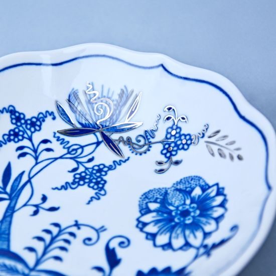 Podšálek B 14 cm, Cibulák s platinou - částečný, originální z Dubí