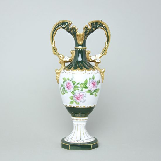 Váza amfora dvouuchá 17 x 12 x 28 cm, Color 1 - zelená, Vázy Duchcov