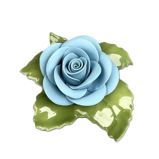 Rose on table - light blue 7 x 7,5 x 3,5 cm, Unterweissbacher porcelain