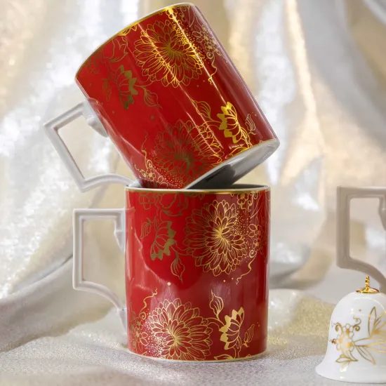 Mug shape Berlin "The Original" 250 ml red-gold, Meissen porcelain