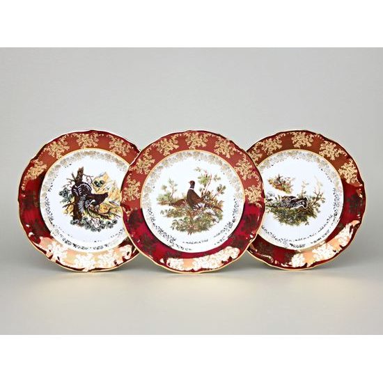 Plate dessert 19 cm, set of 6 pcs., Hunting - ruby red, Carlsbad porcelain