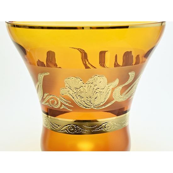 Egermann: Vase Amber Gilded Ice - matt stripe, 31 cm, Crystal Vases Egermann