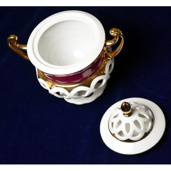 Cukřenka 180 ml, Byzant 405 purpur, Růžový porcelán z Chodova