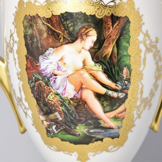 Vase with lid 44 cm, Haas a Czjzek, hand painted "Diana hunting"